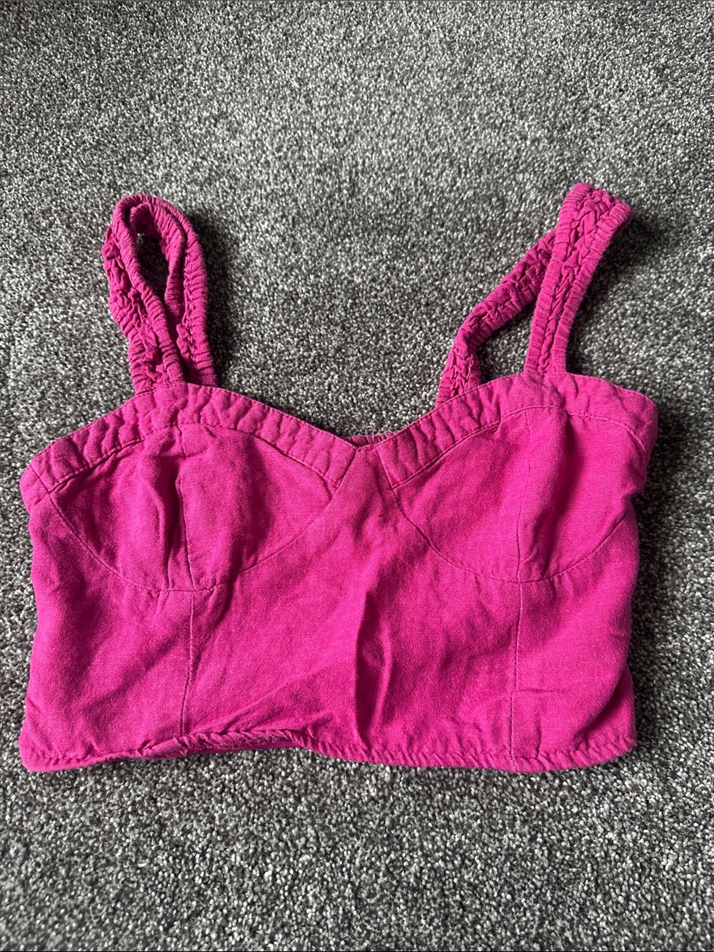 Bright Pink Smocked Cropped Bustier Tank